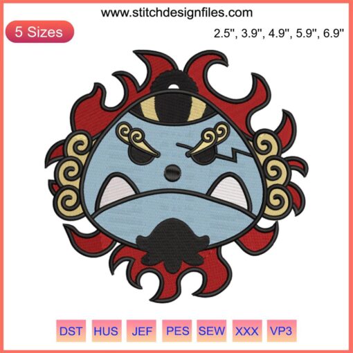 Jinbe Jolly Roger Logo Embroidery File - One Piece Anime Embroidered Design | Digital Machine Design