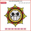 Joker Jolly Roger Embroidery: One Piece Anime Machine Design featuring iconic skull with purple hat and wild smile.