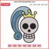 Vivi Jolly Roger Embroidery: One Piece anime design file featuring Vivi's pirate symbol, perfect for machine embroidery.