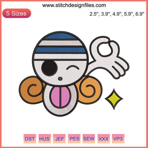 Nami Jolly Roger Embroidery Design | One Piece Anime Logo | Pirate Skull with Orange Hair and Crossbones File