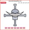 Edward Newgate Jolly Roger Embroidery File: One Piece anime skull design with white beard, black background, creative art.