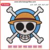 New World Luffy Jolly Roger Embroidery Design, One Piece Anime, Machine Stitch File: Skull, Straw Hat, Crossbones, Adventure.