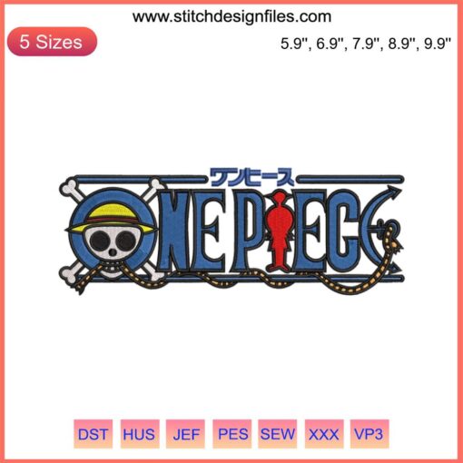 One Piece Logo Embroidery File - Anime Machine Embroidery Design featuring iconic pirate symbol for festive apparel crafting.