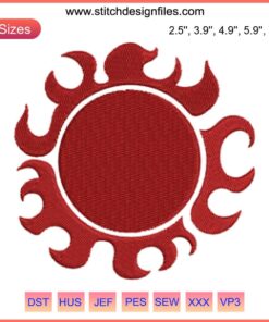 Sun Pirates Logo Embroidery Design | One Piece Anime | Machine Embroidery File | Pirate Emblem with Sunburst Detail