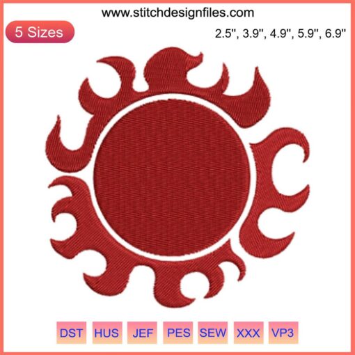 Sun Pirates Logo Embroidery Design | One Piece Anime | Machine Embroidery File | Pirate Emblem with Sunburst Detail