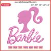 Barbie Logo Embroidery File – Machine Embroidery Design from Barbie Movie, digital download, colorful Barbie-themed embroidery pattern.