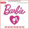 "Colorful Love Heart Barbie Embroidery File from Barbie Movie, digital machine design, perfect for vibrant fabric projects."
