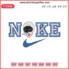 Wall-E & Eve embroidery design featuring Eve in iconic Nike swoosh. Machine embroidery file for DIY crafts, couple-themed decor.
