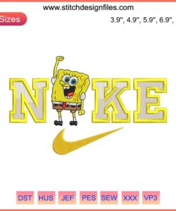 SpongeBob and Patrick Embroidery Design | Nike-Inspired Digital Machine Design | Fun Cartoon Couple Stitch Pattern