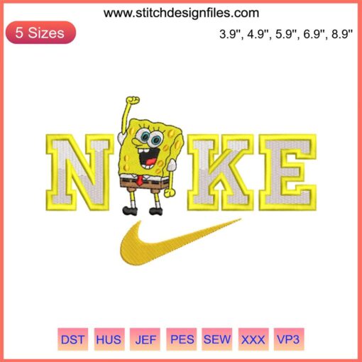 SpongeBob and Patrick Embroidery Design | Nike-Inspired Digital Machine Design | Fun Cartoon Couple Stitch Pattern
