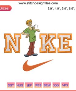 Shaggy Rogers x Nike Embroidery Design: Scooby-Doo & Shaggy duo in vibrant colors, perfect for machine embroidery fans.