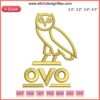 Owl Ovo Logo Embroidery Design File: Instant Download, intricate owl pattern, premium stitch, DIY fashion project.