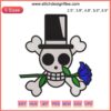 Anime One Piece Mirage Pirates Jolly Roger Embroidery Design, Skull with Tricorn Hat, Downloadable Embroidery File