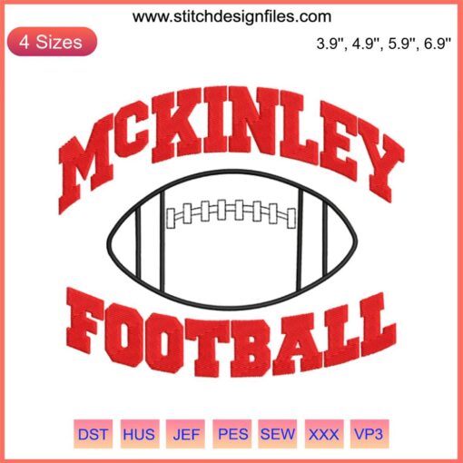 McKinley Football Embroidery Design | Downloadable Machine File | Trendy Sports Embroidery Pattern for DIY Projects