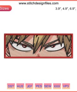 Katsuki Bakugo Eyes Embroidery Design | My Hero Academia Anime | Digital File for DIY Embroidery Projects