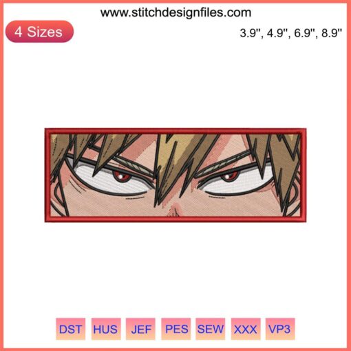 Katsuki Bakugo Eyes Embroidery Design | My Hero Academia Anime | Digital File for DIY Embroidery Projects