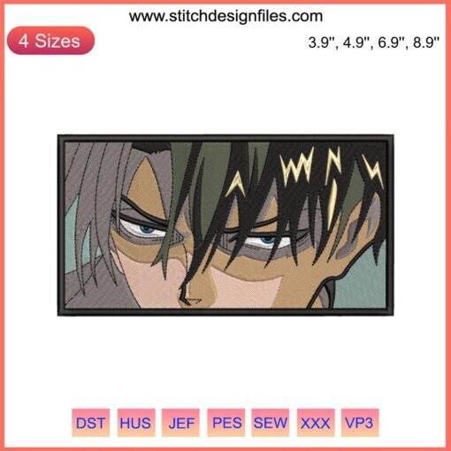 Levi Eyes Embroidery Design: Attack on Titan Anime Machine Embroidery File featuring Levi's intense gaze, perfect for fans.
