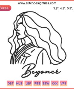 Elegant Beyoncé Embroidery Design | Renaissance World Tour Machine Embroidery File with intricate musical motifs and regal patterns.