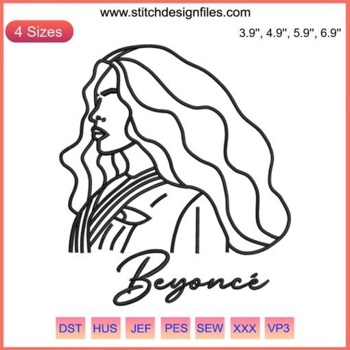 Elegant Beyoncé Embroidery Design | Renaissance World Tour Machine Embroidery File with intricate musical motifs and regal patterns.