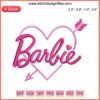 Barbie Arrow Heart Embroidery Design featuring pink heart with arrow, ideal for embroidery projects. Love motif, Barbie-themed design.