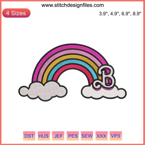 Barbie Rainbow 2023 Embroidery Design: Trendy Movie-Inspired Sewing File for Machine Embroidery Projects