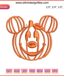 Cute Pumpkin Mickey & Minnie Halloween Embroidery Design for Machines - Ideal for Spooky Couple Creations