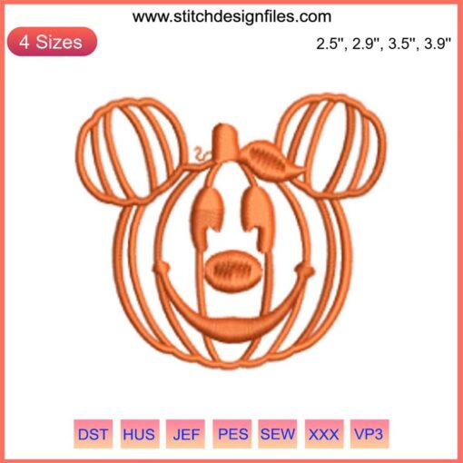 Cute Pumpkin Mickey & Minnie Halloween Embroidery Design for Machines - Ideal for Spooky Couple Creations