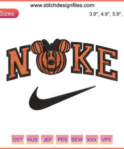 Minnie Pumpkin x Nike Embroidery, Mickey & Minnie Halloween Design File - Festive digital embroidery pattern for crafts.