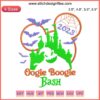 Mickey Mouse in Halloween attire with "Oogie Boogie Bash 2023" embroidery design file, ideal for Disney-themed crafts.