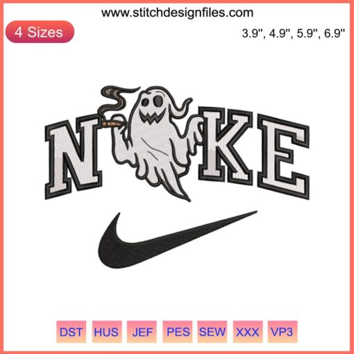 Halloween 420 Nike Embroidery: Weed Ghost Design Machine File for Spooky Season Apparel