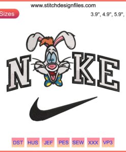 Nike Roger Rabbit Embroidery Design File - Disney machine embroidery, unique Roger Rabbit design for DIY projects.