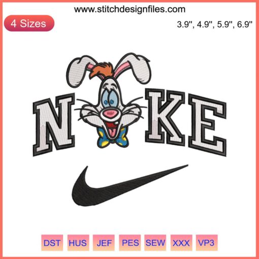 Nike Roger Rabbit Embroidery Design File - Disney machine embroidery, unique Roger Rabbit design for DIY projects.