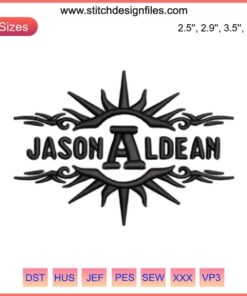 Jason Aldean Logo Embroidery Design: Ready-to-digitize file for country music-themed embroidery projects.