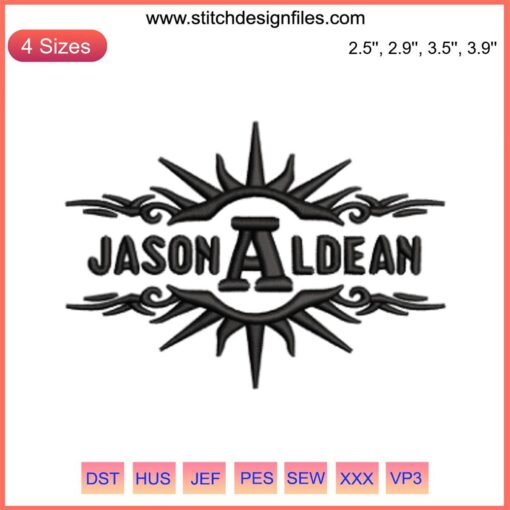 Jason Aldean Logo Embroidery Design: Ready-to-digitize file for country music-themed embroidery projects.