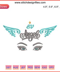 Elegant angel embroidery design with intricate wings, perfect for premium machine embroidery projects. #EmbroideryDesign #DigitalFile