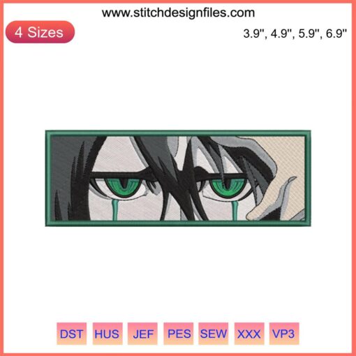 Ulquiorra Cifer Eyes Embroidery Design | Bleach Anime Pattern | Instant Download | Detailed and Unique Stitching