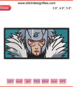 Senju Tobirama Embroidery Design File | Naruto Anime | Detailed Hokage Character Pattern for Custom Apparel