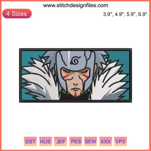 Senju Tobirama Embroidery Design File | Naruto Anime | Detailed Hokage Character Pattern for Custom Apparel