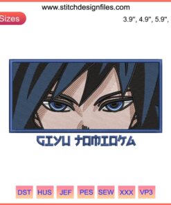 Giyu Tomioka Anime Embroidery Design Download - Detailed Digital Pattern for Sewing Machines, Instant Download, DIY Crafts