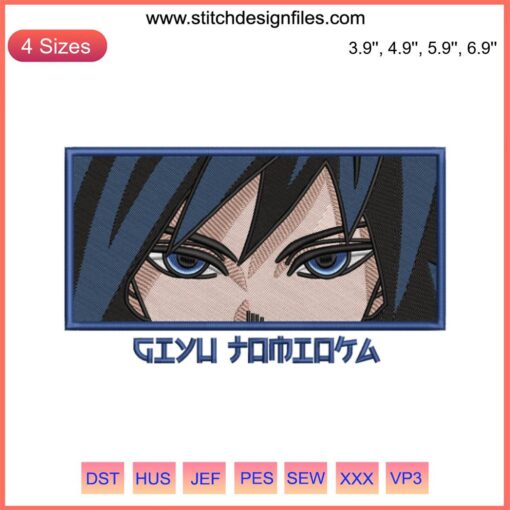 Giyu Tomioka Anime Embroidery Design Download - Detailed Digital Pattern for Sewing Machines, Instant Download, DIY Crafts