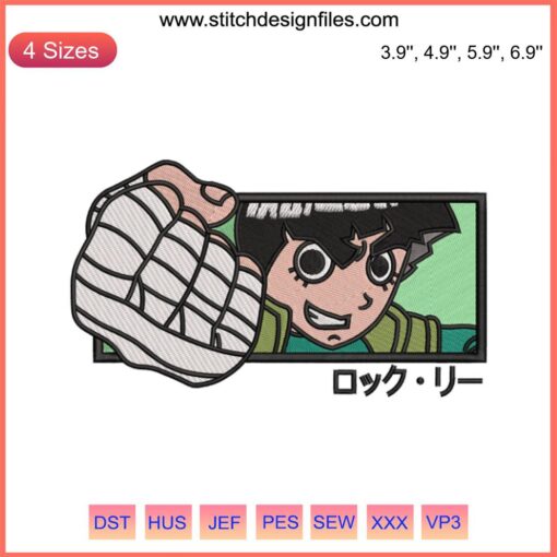 Rock Lee Naruto Embroidery Design, Instant Download, Anime Embroidery Pattern, Ninja Character Stitch Design