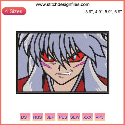 InuYasha Anime Embroidery Design File | Instant Download | Digital Art, Embroidery Pattern, Craft Sewing, DIY, Japanese Manga