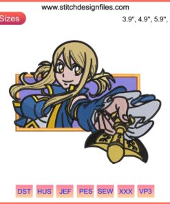 Lucy Heartfilia Anime Embroidery Design, Digitized File for Download, Instant Embroidery Patterns, DIY Craft Stitching
