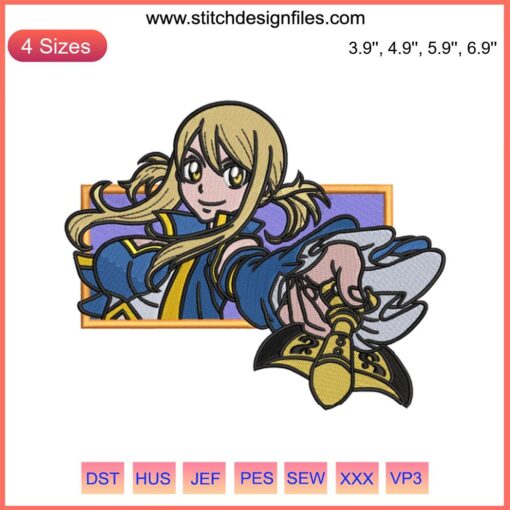 Lucy Heartfilia Anime Embroidery Design, Digitized File for Download, Instant Embroidery Patterns, DIY Craft Stitching