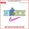 "Digital embroidery file of Nike's Mike and Sully cartoon monsters, perfect for machine embroidery projects, vibrant and detailed design."