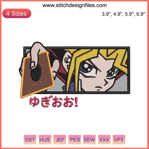Yugi Muto Anime Embroidery Design: Yu-Gi-Oh Trading Card Game Character for Machine Embroidery, Vibrant Needlework Pattern