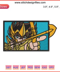 Pegasus Seiya Embroidery Design: Anime Saint Seiya Pattern, Machine Embroidery File, Cosmic Warrior Stitch Art