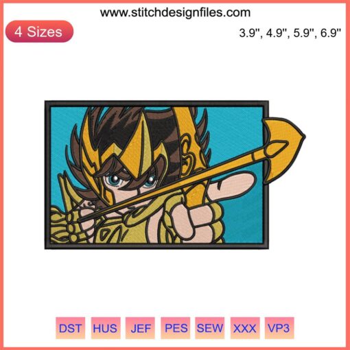 Pegasus Seiya Embroidery Design: Anime Saint Seiya Pattern, Machine Embroidery File, Cosmic Warrior Stitch Art