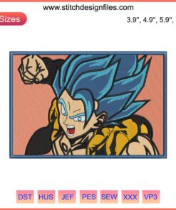 Vegeta Cool Embroidery Design: Dragon Ball Z Character Embroidery File for Machine Embroidery, Goku Fabric Pattern.