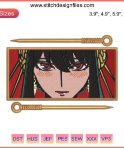 Yor Forger Embroidery Design: Spy x Family Anime Digitizing File, detailed anime character stitch pattern for embroidery.